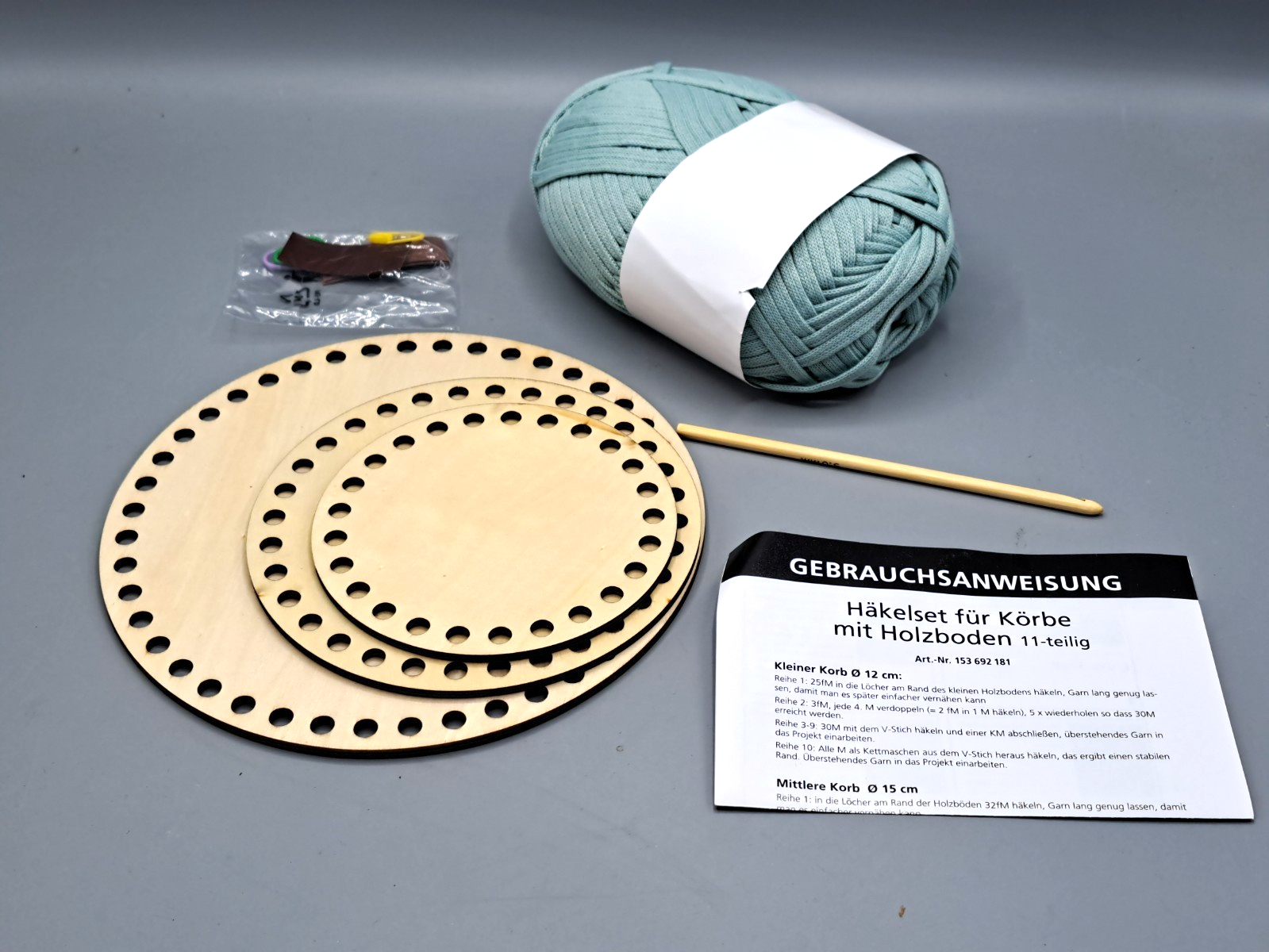 Häkelset für Körbe inkl. Boden , 11-teilig